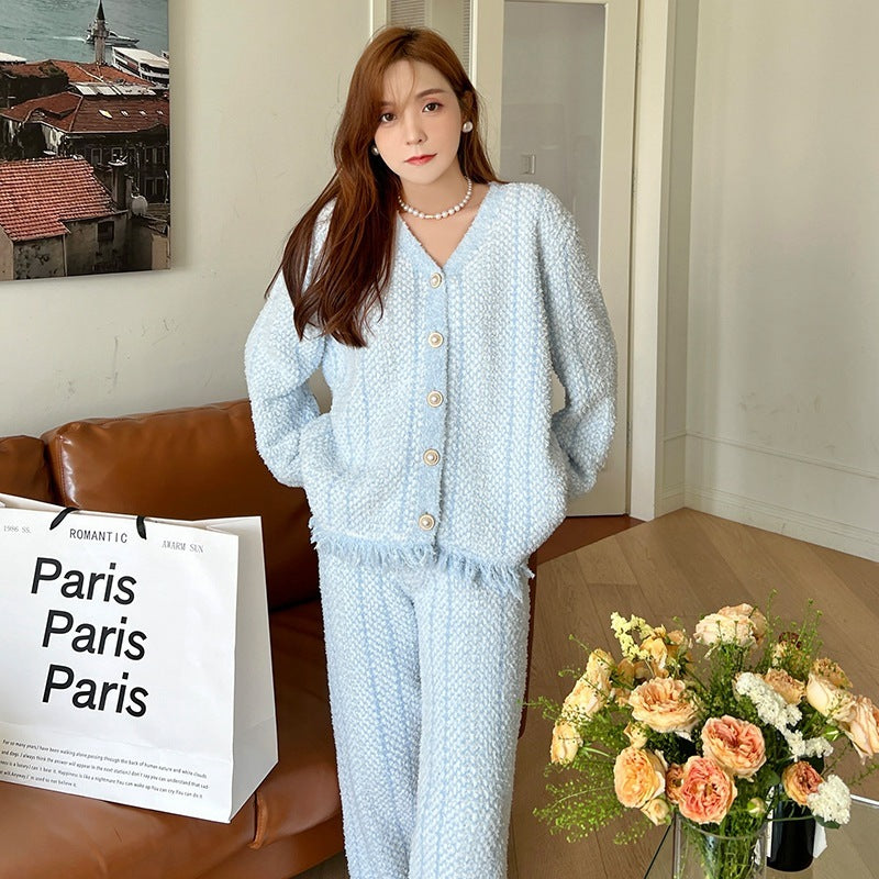 Tassel soft comfortable velvet loungewear made with thick feather yarn