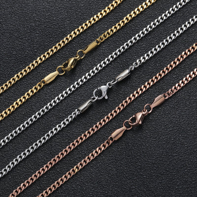 3mm stainless steel Cuban chain for men with European American street style