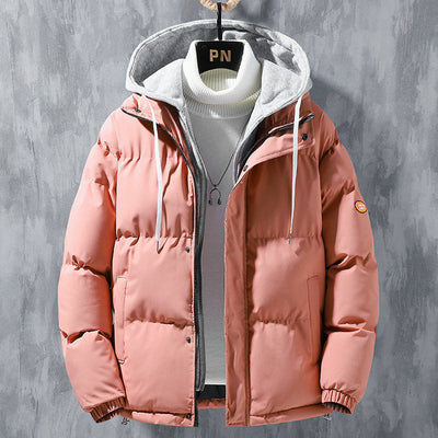 Fashion hooded jacket men winter coat with thick cotton and two-piece design
