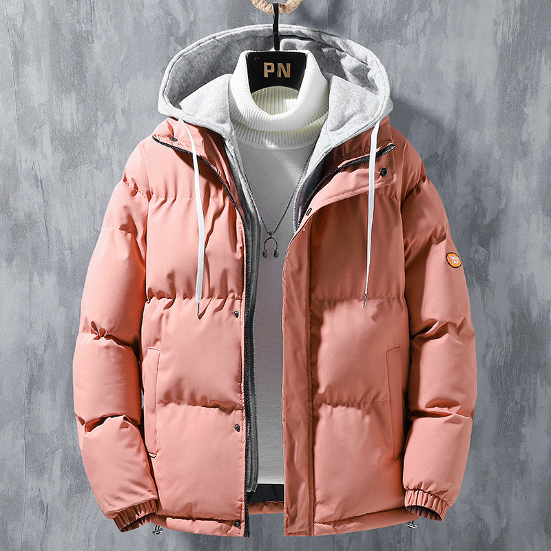 Fashion hooded jacket men winter coat with thick cotton and two-piece design