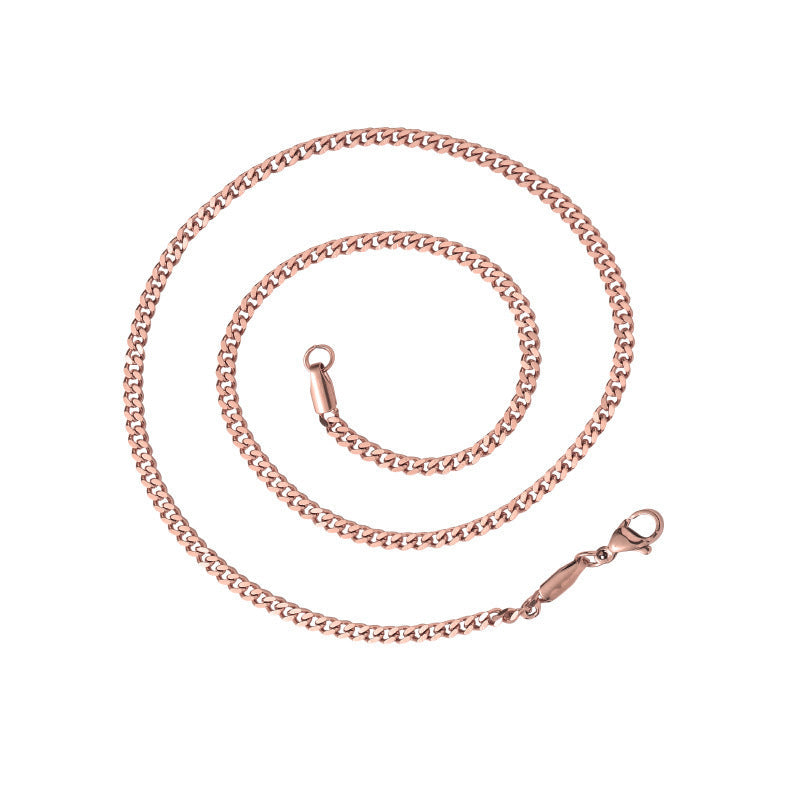 3mm stainless steel Cuban chain for men with European American street style