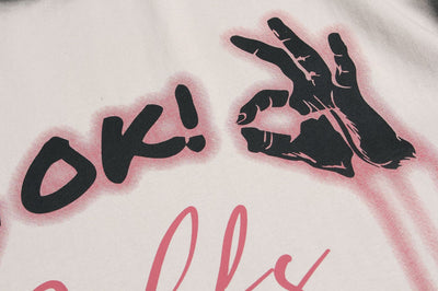 Oversized skull graphic streetwear tee in black or apricot