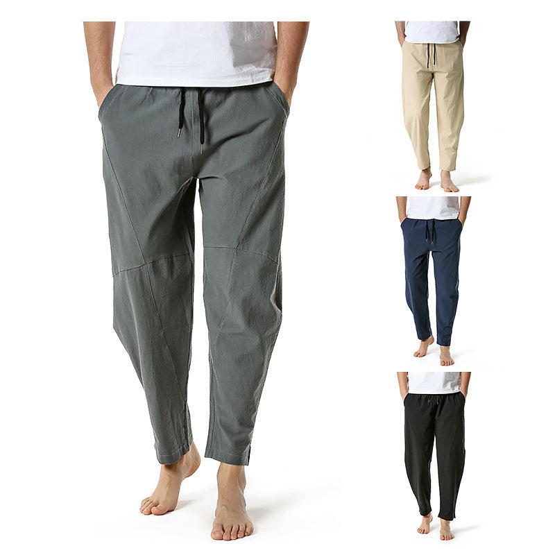 Mens Linen Cotton Loose Casual Pants