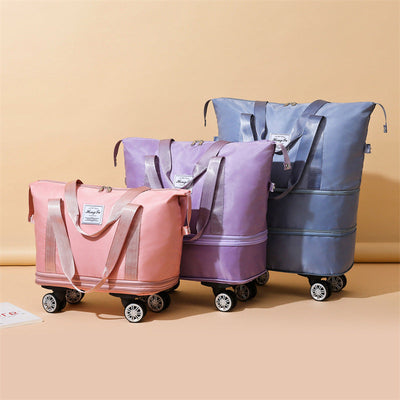 Universal wheel travel bag with large capacity, wet/dry separation, and rolling wheels
