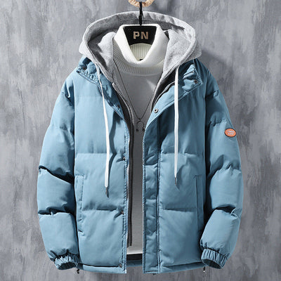 Fashion hooded jacket men winter coat with thick cotton and two-piece design
