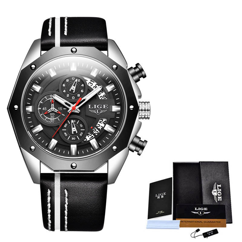 Fashion mens watches with quartz chronograph, silicone strap, and waterproof design