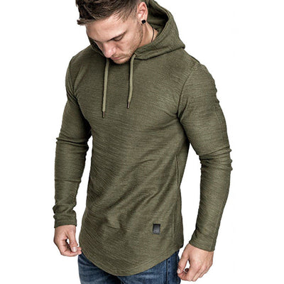 Men hoodie sweatshirt with slim fit, long sleeves, and gym-ready casual style
