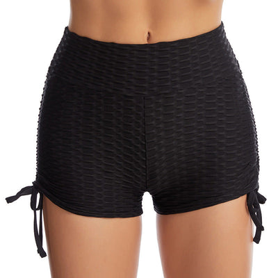 Drawstring Shorts with textured butt lift design for fitness and yoga workouts