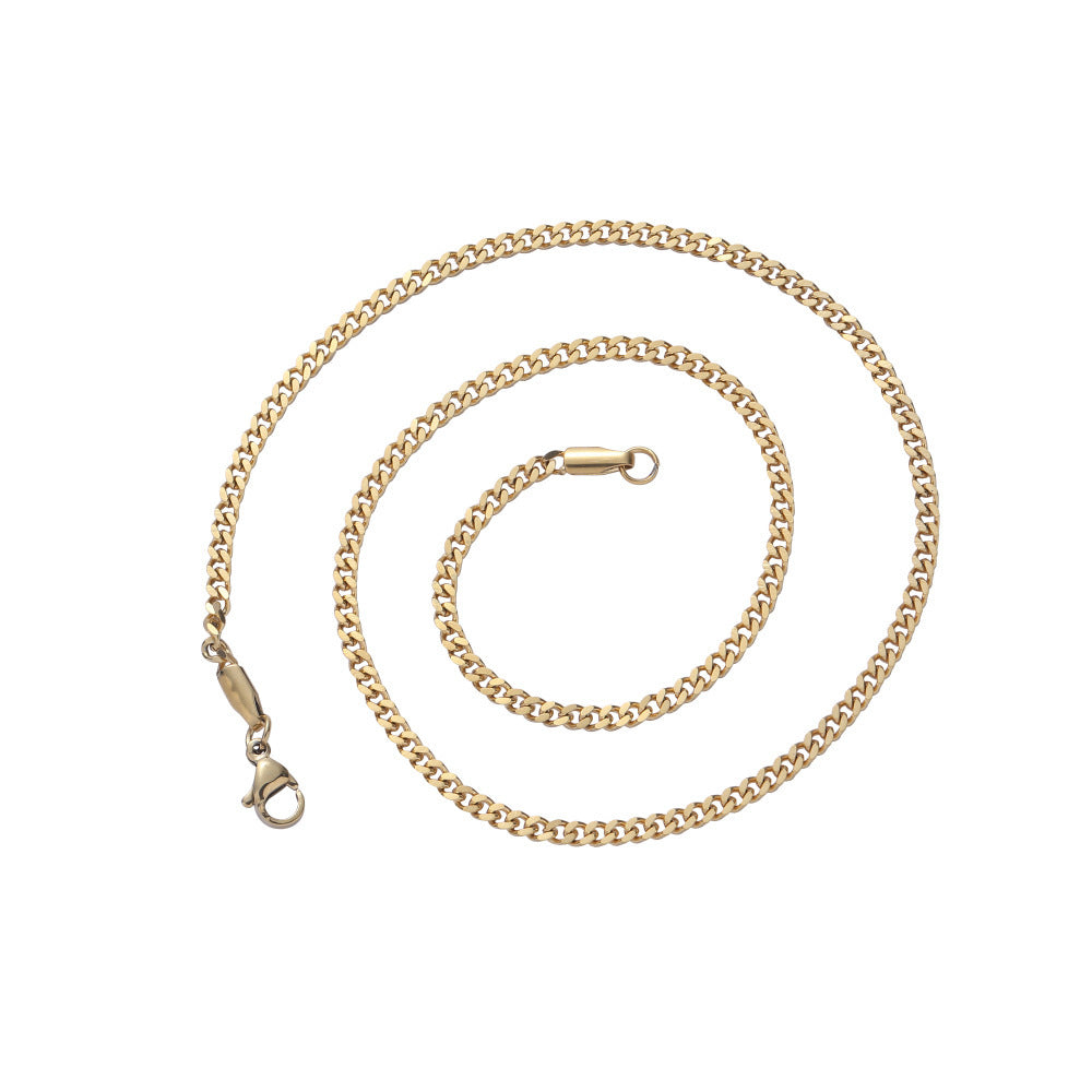 3mm stainless steel Cuban chain for men with European American street style